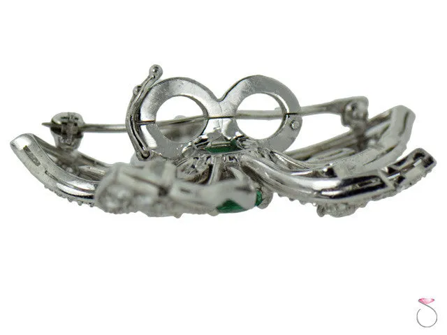 Victorian 2.10ct Emerald 1.75ctw Diamond Flower Brooch in Platinum