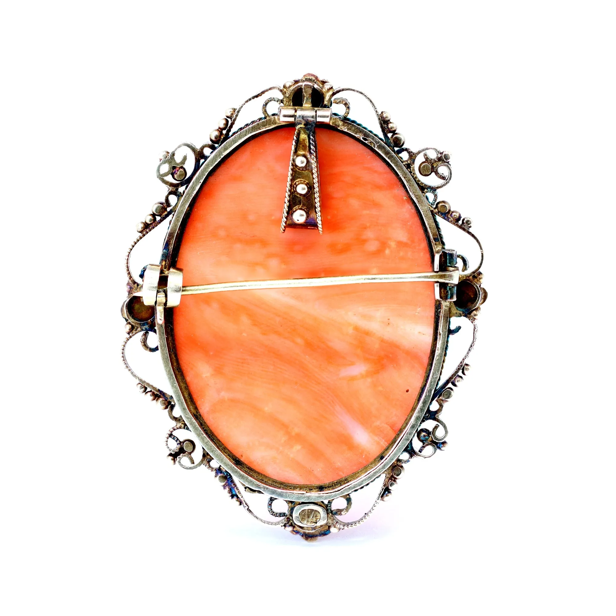 Victorian Coral Cameo Brooch/Pendant, CA 1900