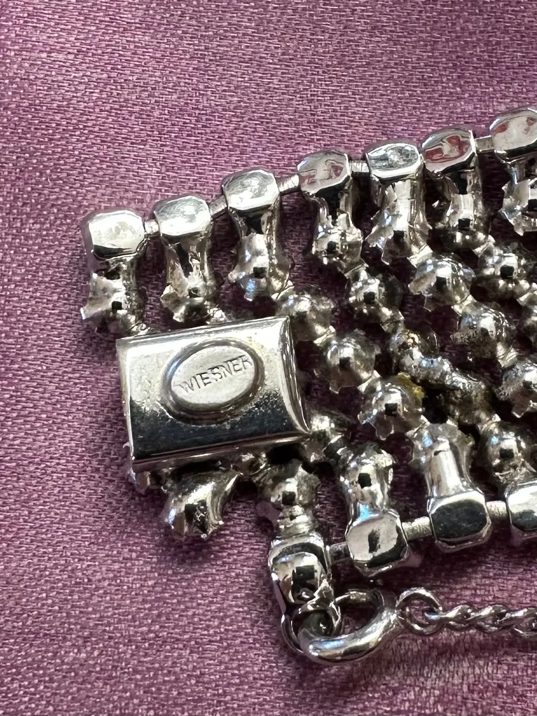 Vintage 1950s Signed WEISNER Dazzling Diamanté Rhinestone Bracelet Statement Evening Jewelry