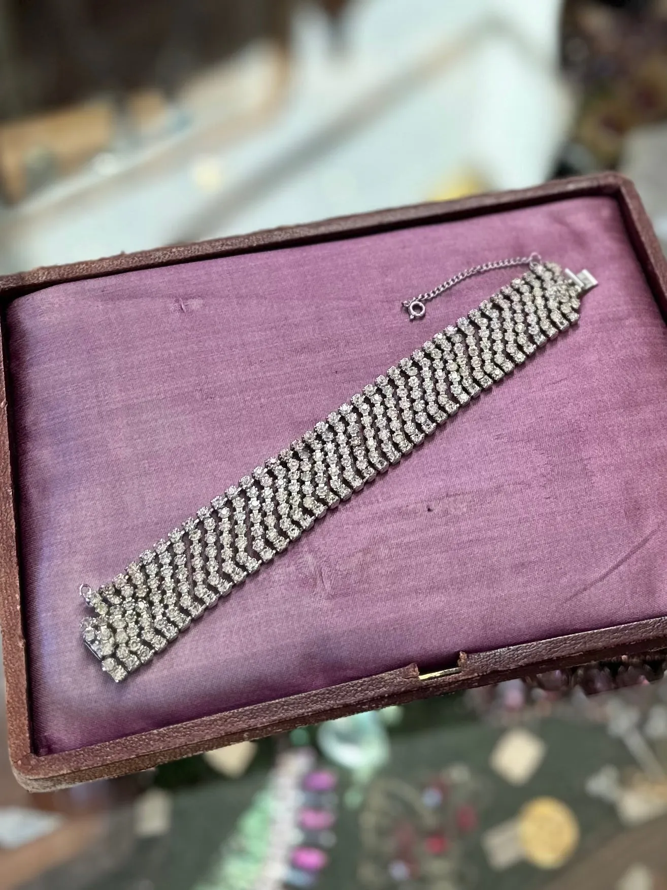 Vintage 1950s Signed WEISNER Dazzling Diamanté Rhinestone Bracelet Statement Evening Jewelry