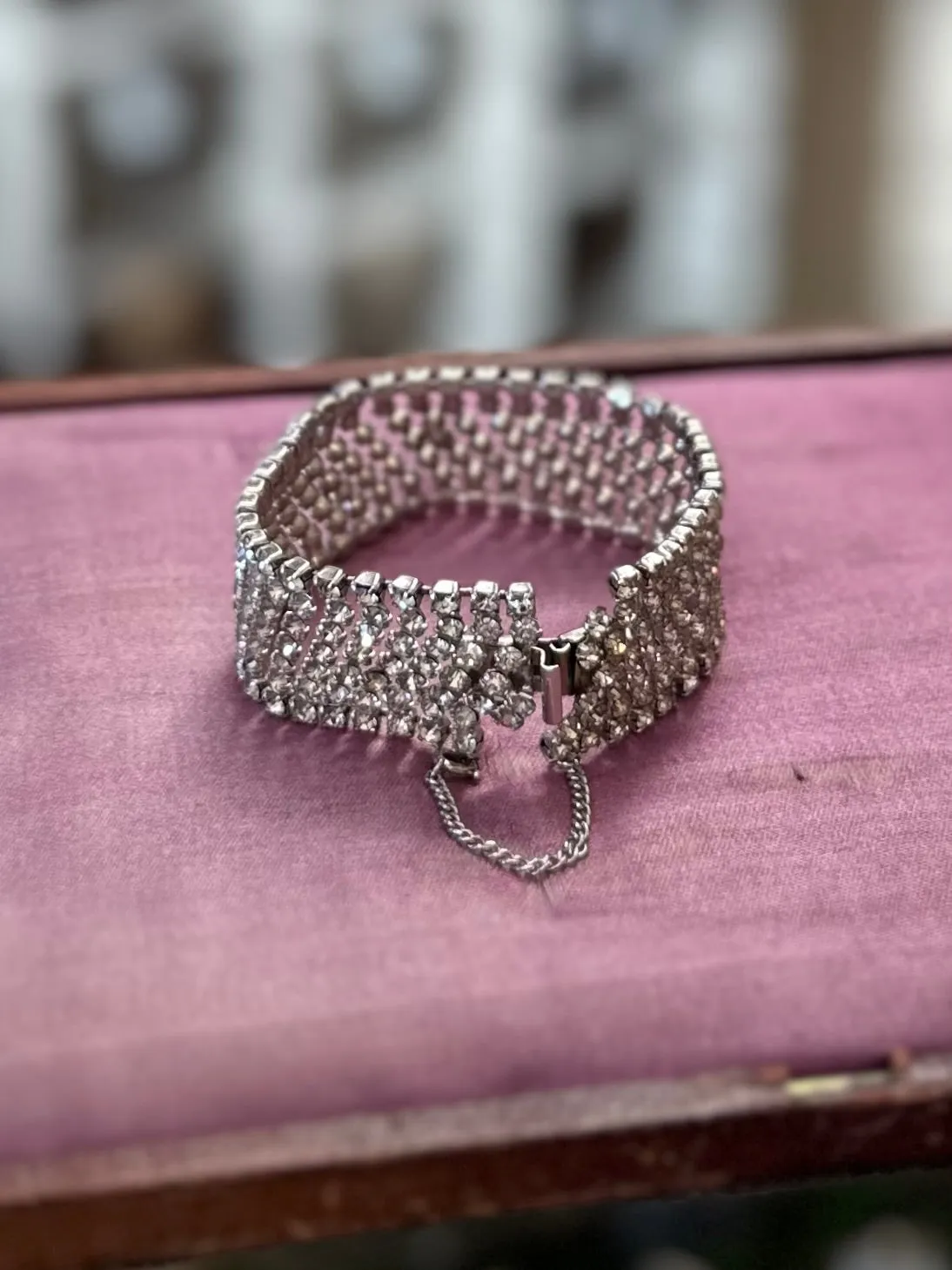 Vintage 1950s Signed WEISNER Dazzling Diamanté Rhinestone Bracelet Statement Evening Jewelry
