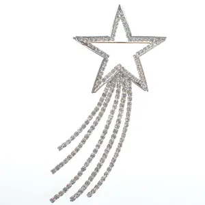Vintage 1980s Rhinestone Shooting Star Brooch