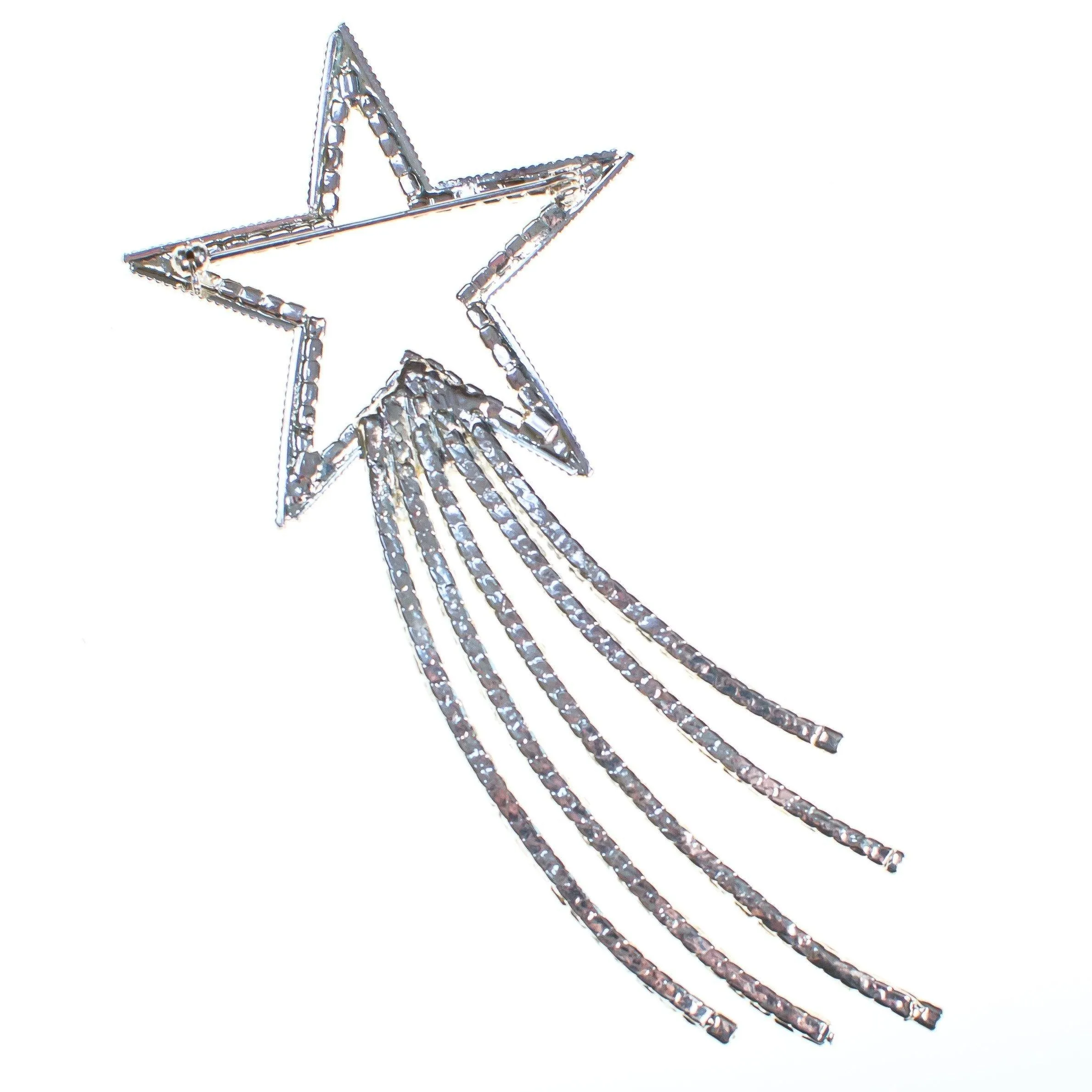 Vintage 1980s Rhinestone Shooting Star Brooch