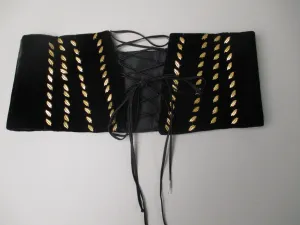 Vintage 40s Velvet Lace Up Cummerbund Waist cincher belt
