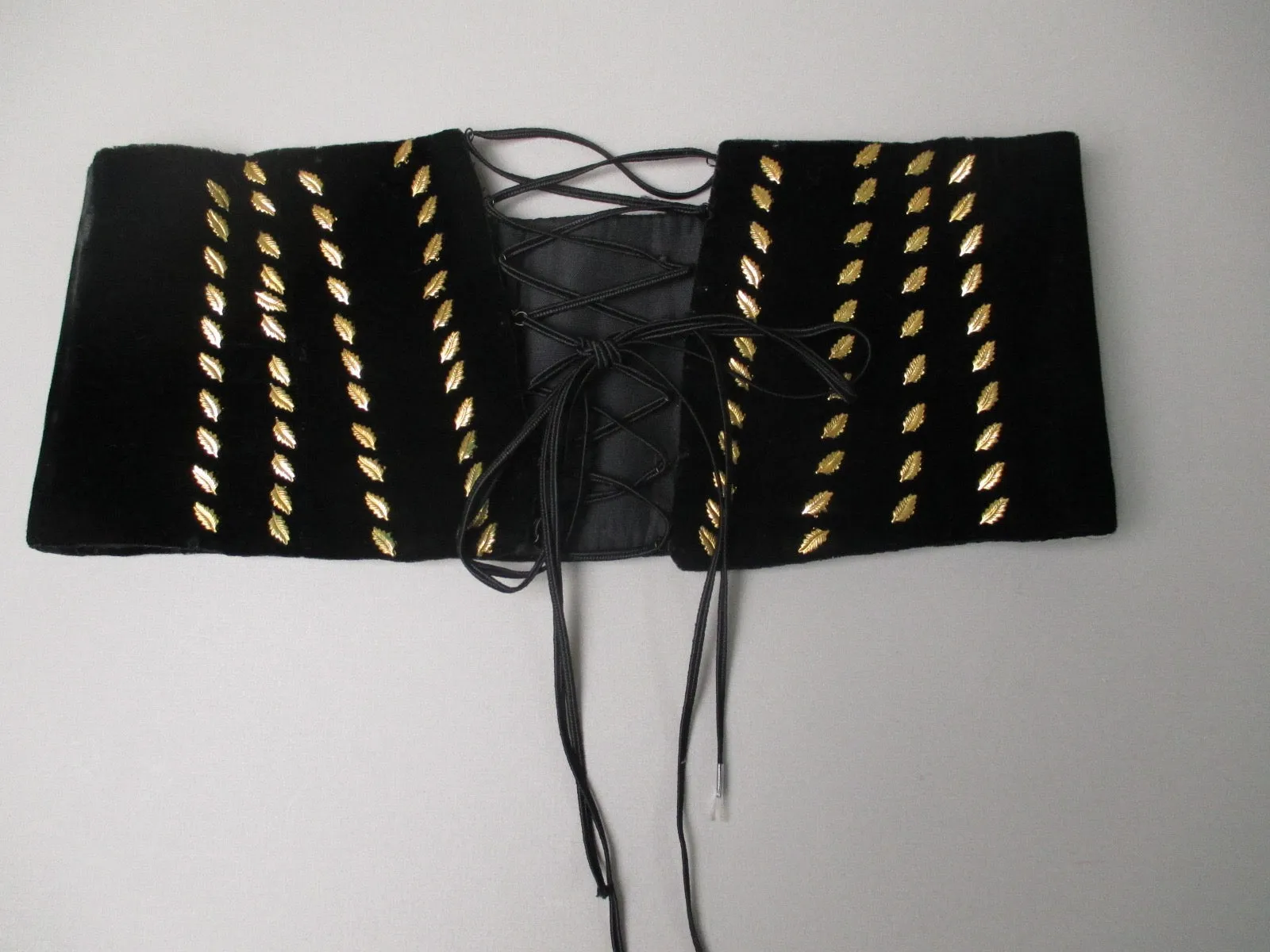 Vintage 40s Velvet Lace Up Cummerbund Waist cincher belt