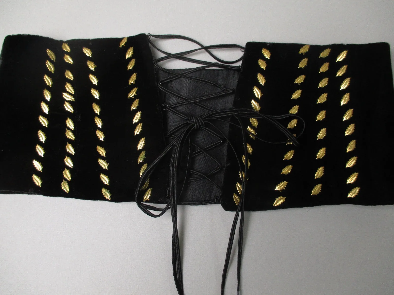 Vintage 40s Velvet Lace Up Cummerbund Waist cincher belt