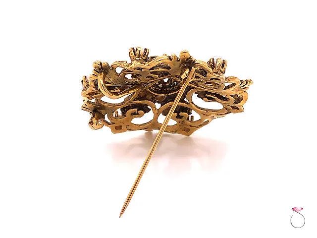 Vintage ArtDeco Pearl Floral Filigree Pendant Brooch
