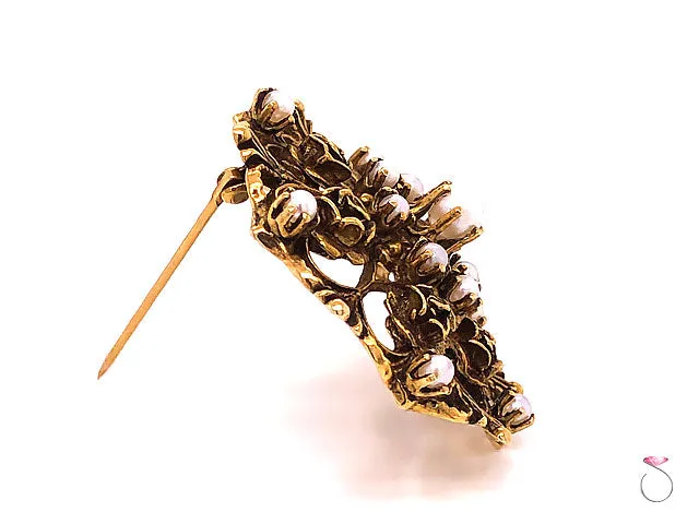 Vintage ArtDeco Pearl Floral Filigree Pendant Brooch