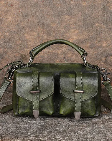 Vintage Black Gray Leather Womens Satchel Shoulder Bags Handbag Crossbody Purse for Ladies