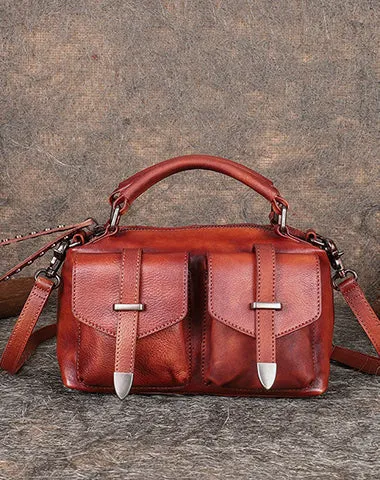 Vintage Black Gray Leather Womens Satchel Shoulder Bags Handbag Crossbody Purse for Ladies