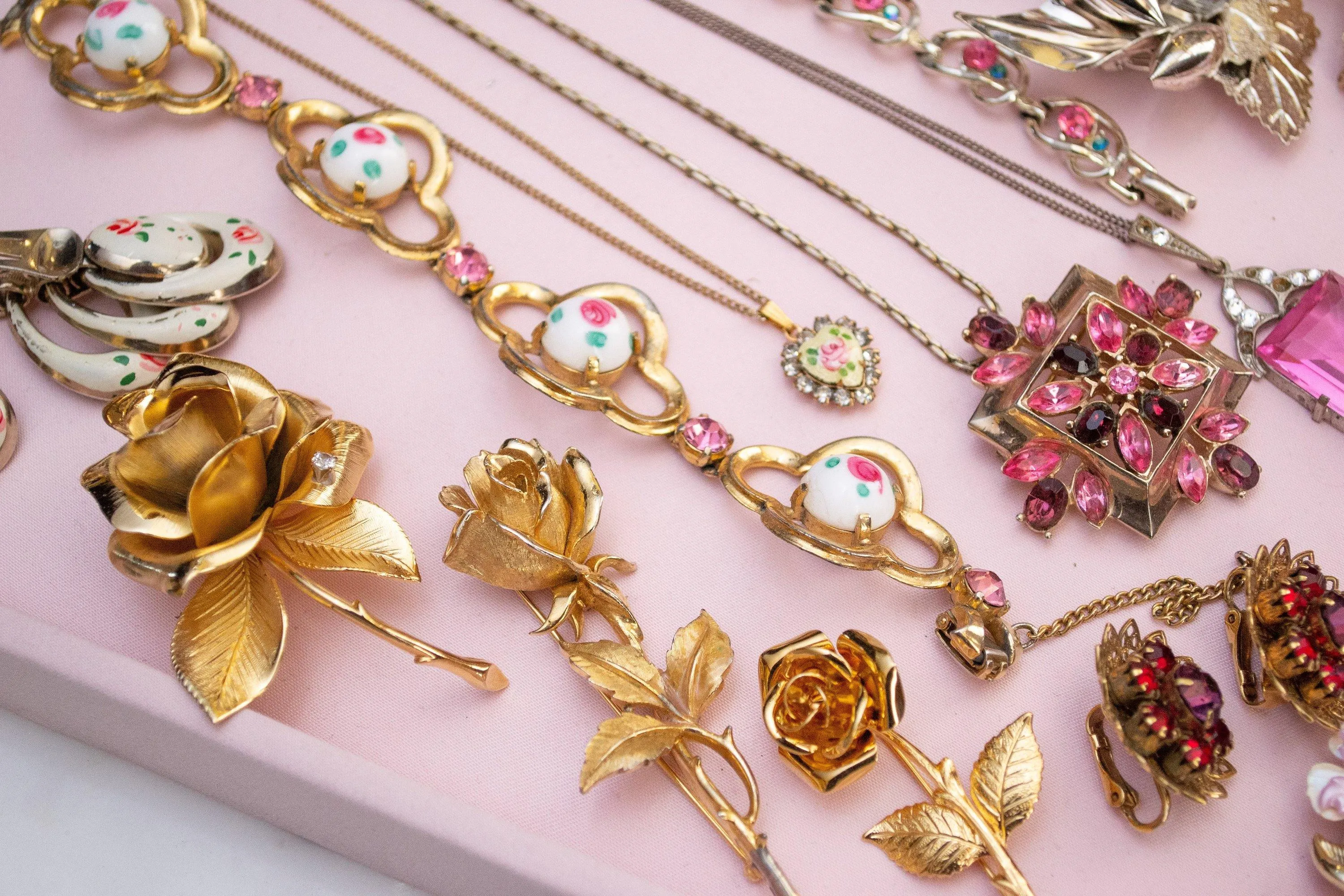 Vintage Boucher Long Stem Gold Rose Brooch, Gold Tone Setting, Brooches and Pins