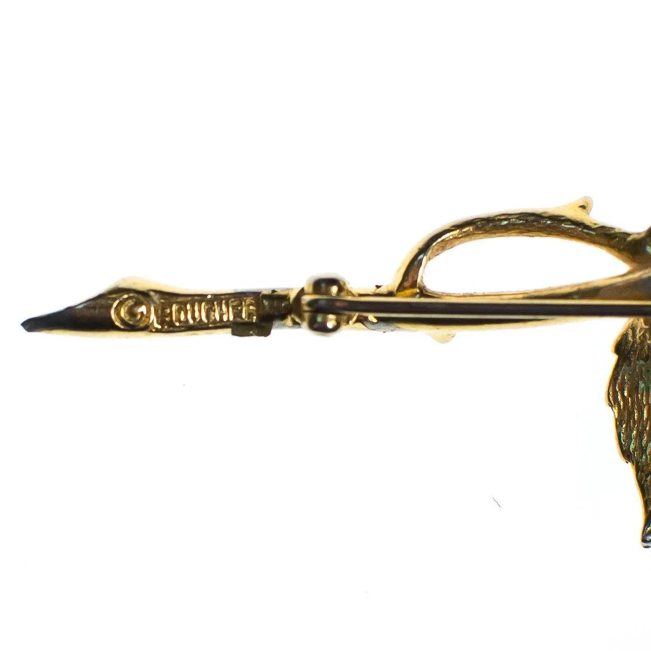 Vintage Boucher Long Stem Gold Rose Brooch, Gold Tone Setting, Brooches and Pins
