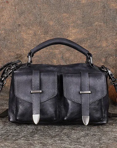 Vintage Brown Leather Womens Satchel Shoulder Bag Handbag Crossbody Purse for Ladies
