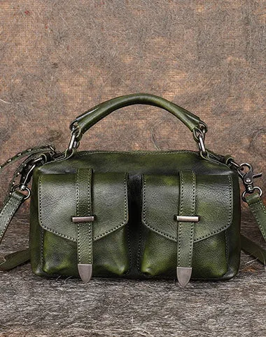 Vintage Brown Leather Womens Satchel Shoulder Bag Handbag Crossbody Purse for Ladies