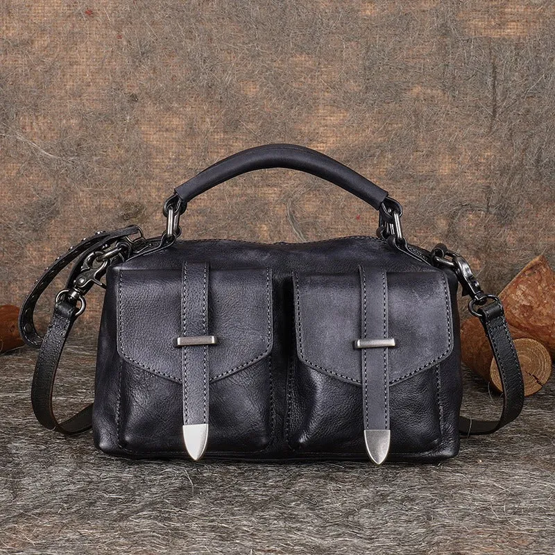 Vintage Brown Leather Womens Satchel Shoulder Bag Handbag Crossbody Purse for Ladies