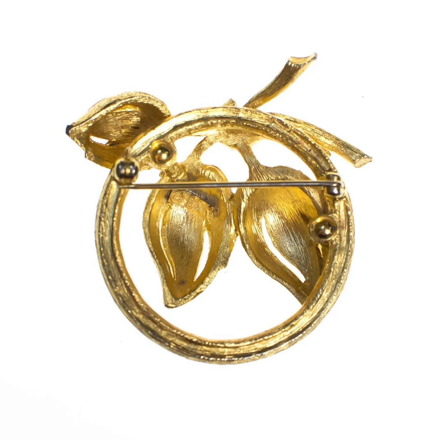 Vintage BSK Flower Brooch, Diamante Crystals, Brushed Gold Tone Setting, Brooches and Pins