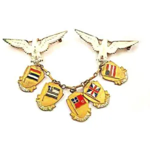 Vintage Chatelaine Victory  Brooch 2 Eagles & Flags WW1
