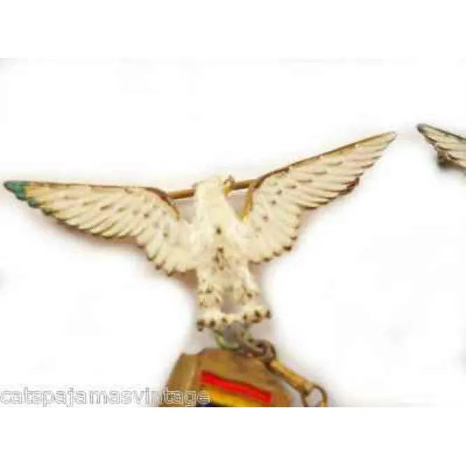 Vintage Chatelaine Victory  Brooch 2 Eagles & Flags WW1