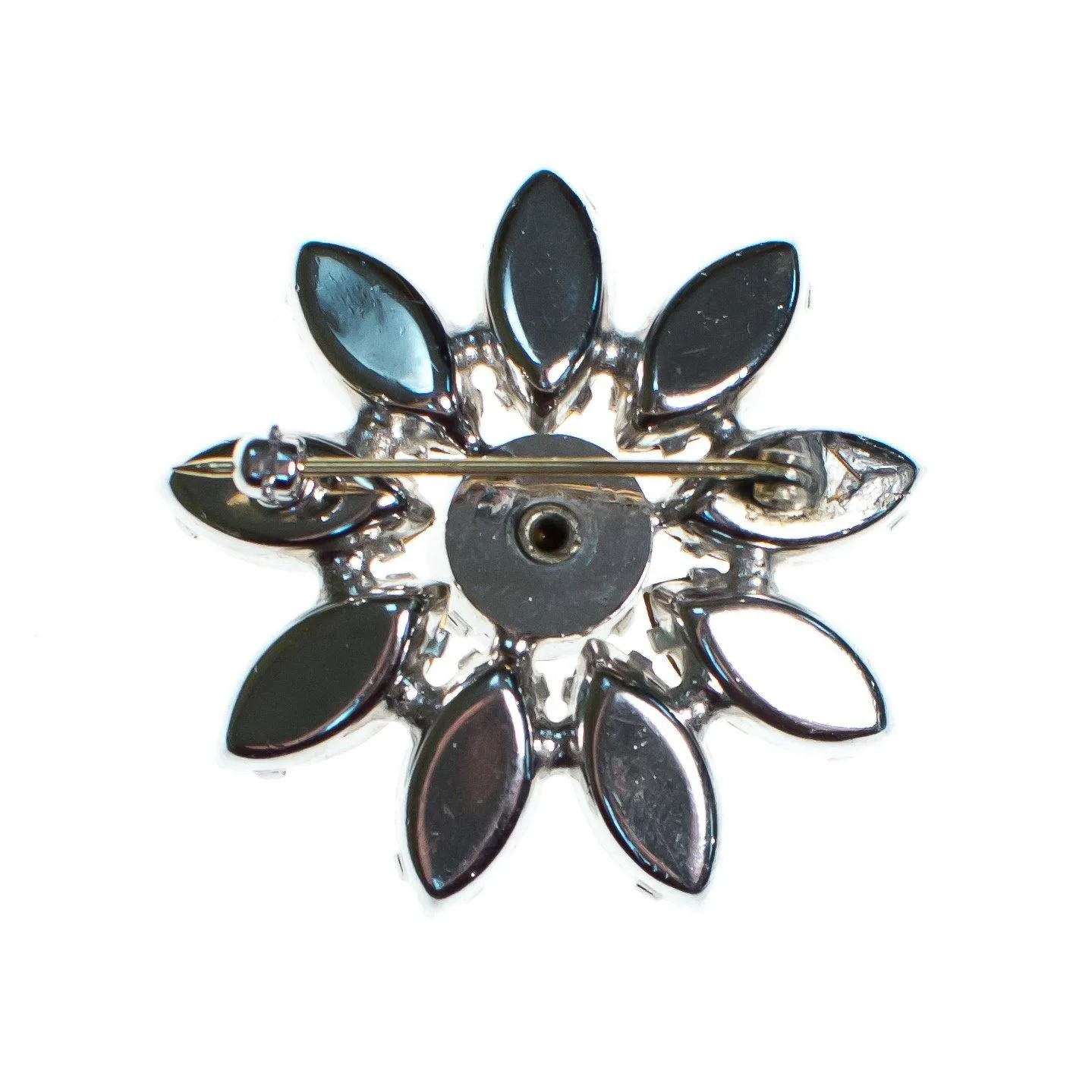 Vintage Diamante Rhinestone Flower Brooch, Silver Tone Setting, Brooches and Pins
