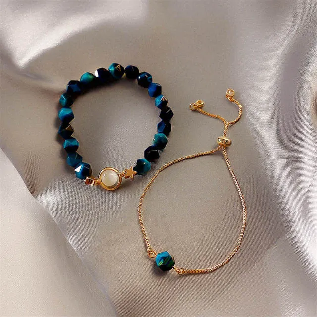 Vintage Green Gemstone Bracelet For Women Jewelry