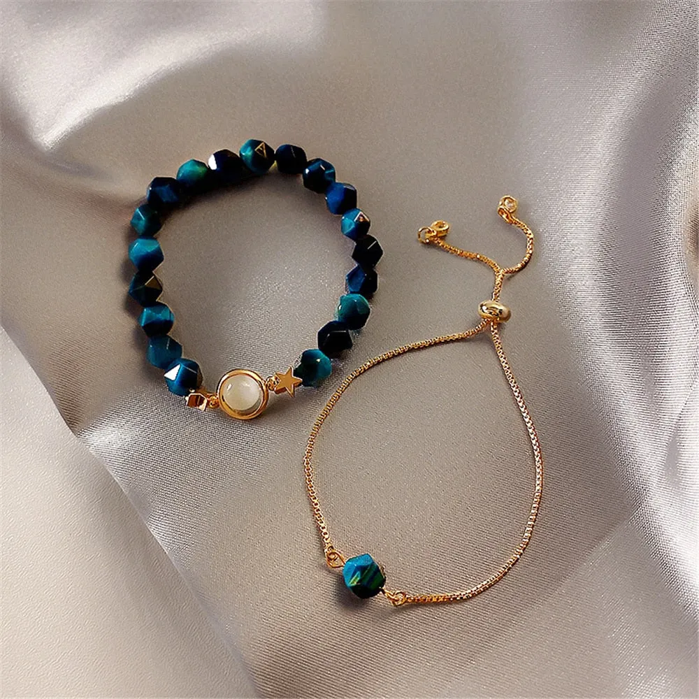 Vintage Green Gemstone Bracelet For Women Jewelry