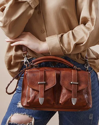 Vintage Green Leather Womens Satchel Shoulder Bags Handbag Crossbody Purse for Ladies