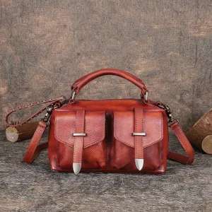 Vintage Green Leather Womens Satchel Shoulder Bags Handbag Crossbody Purse for Ladies