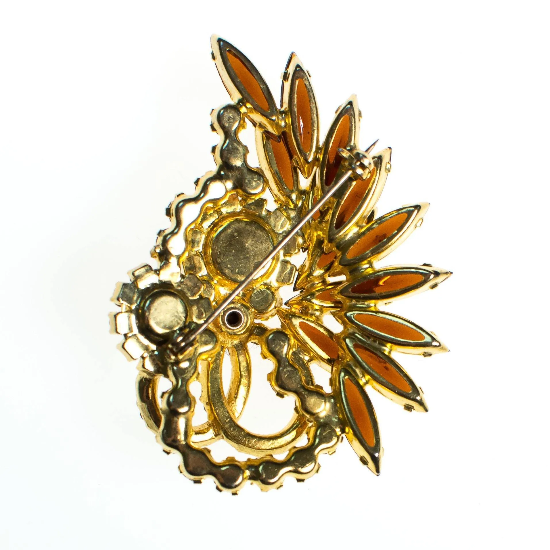 Vintage Juliana Brooch, Amber Brown Rhinestones, Gold Rhinestones, Aurora Borealis Rhinestones, Gold Tone Setting, Brooches and Pins