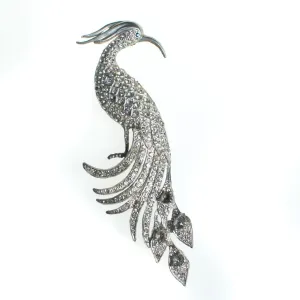 Vintage Paste Rhinestone Peacock Brooch, Silver Tone Brooch, Diamante Crystals, Brooches and Pins