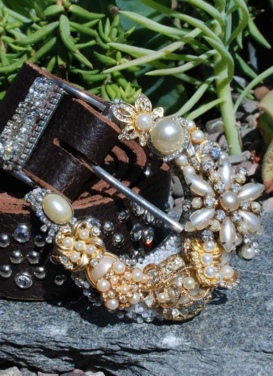 Vintage Pearl Buckle & Belt - Large