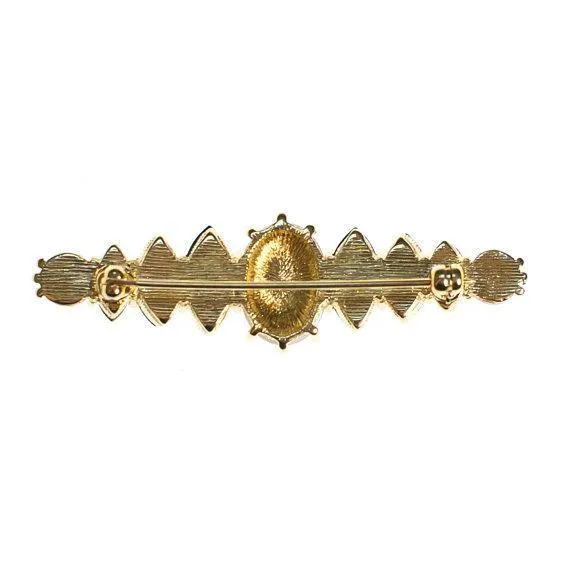 Vintage Pearl Crystal and Jet Bar Pin Brooch