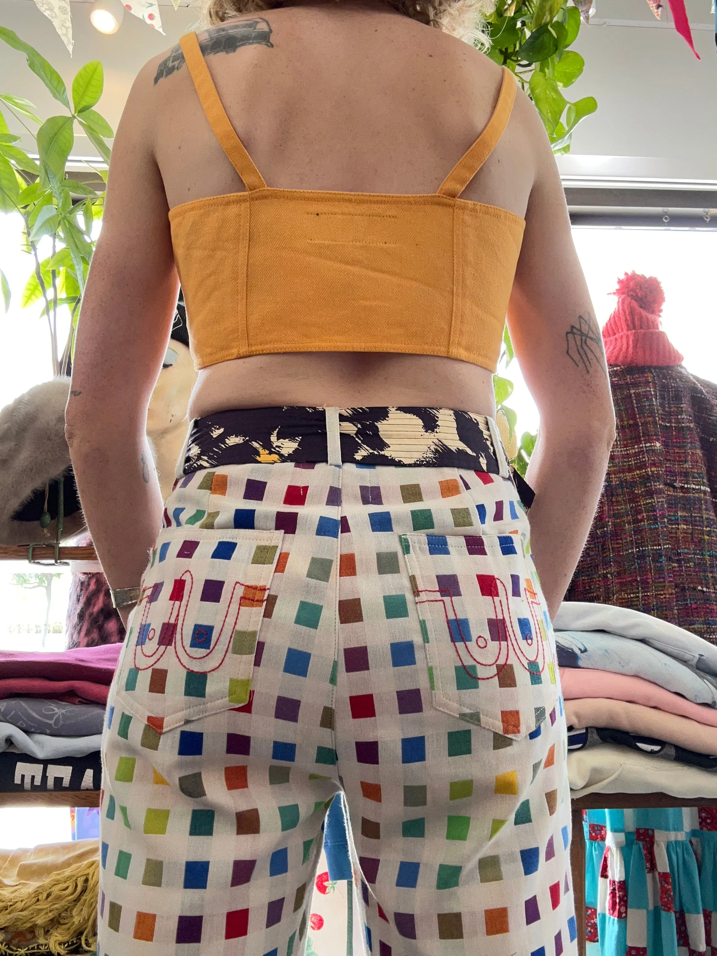Vintage Purple, Yellow, and Cream Cloth Belt