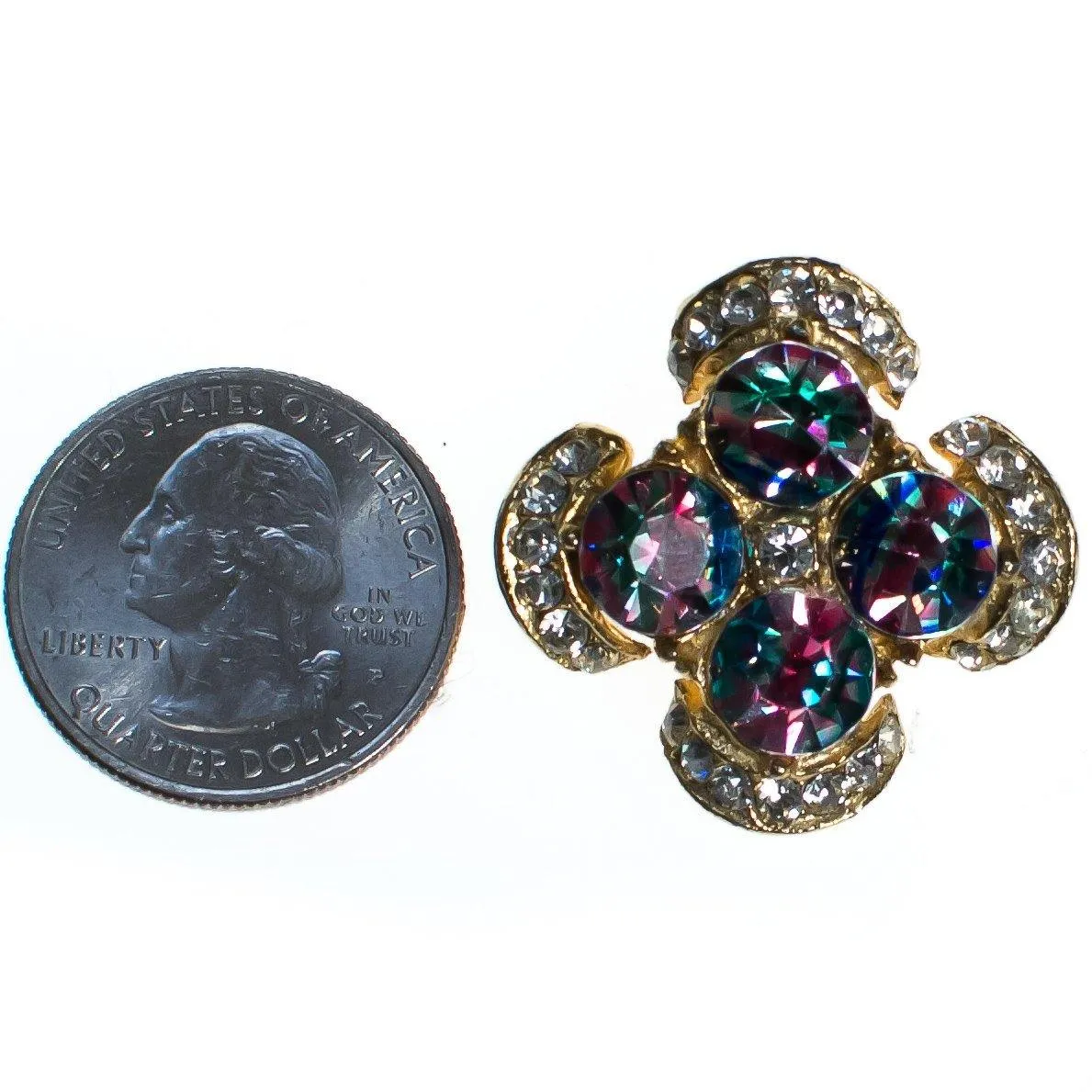 Vintage Rainbow Iris and Diamante Rhinestone Brooch, Scatter Pin