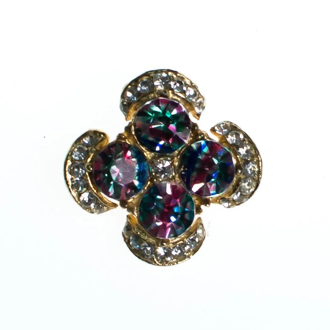 Vintage Rainbow Iris and Diamante Rhinestone Brooch, Scatter Pin