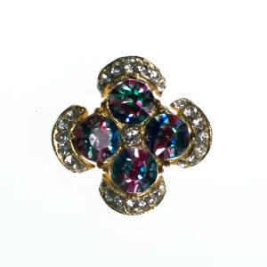 Vintage Rainbow Iris and Diamante Rhinestone Brooch, Scatter Pin