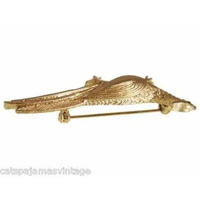 Vintage Signed BSK Pheasant or Road Runner Brooch 1960s