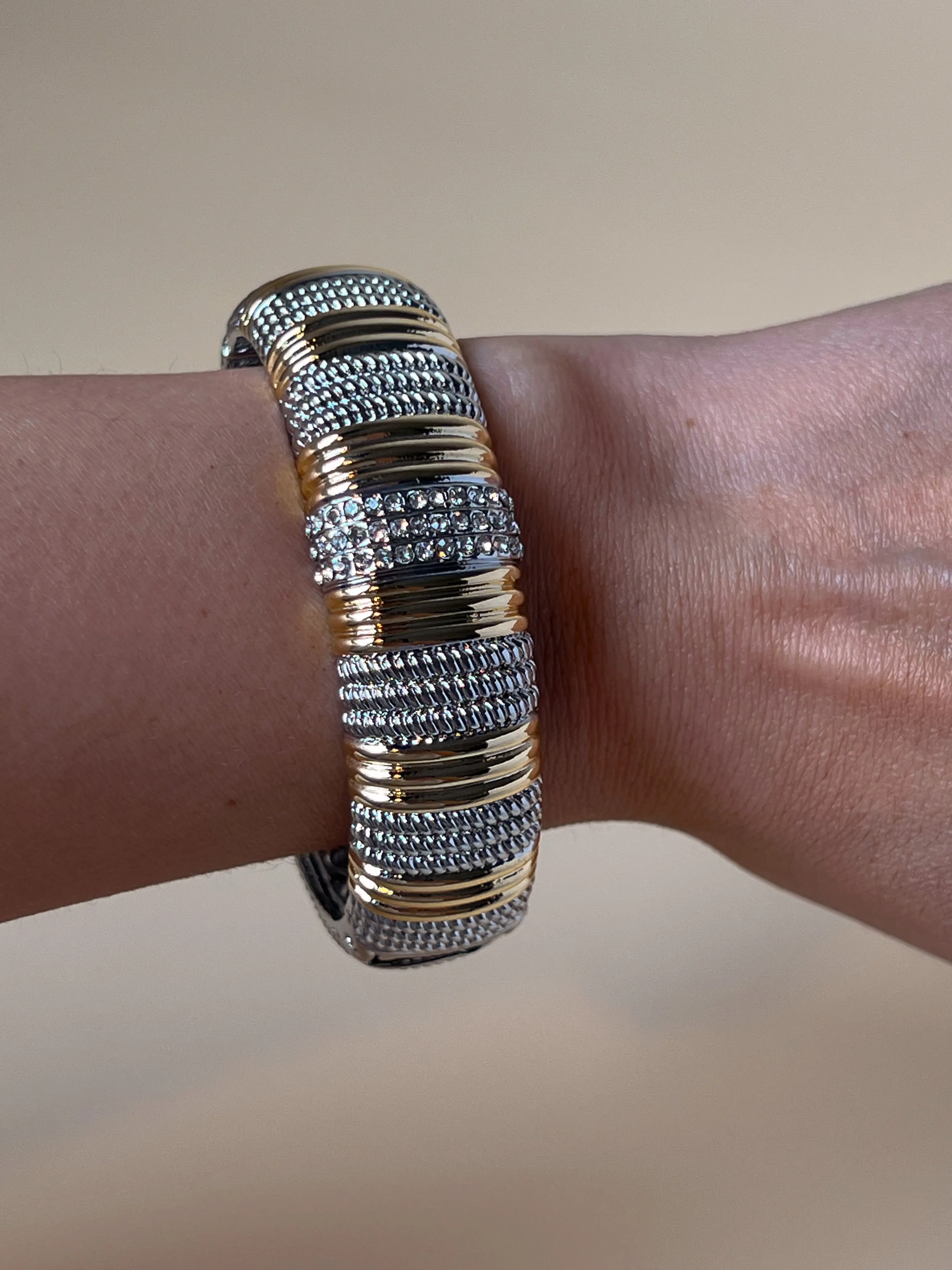 Vintage Silver & Gold Cable Bangle