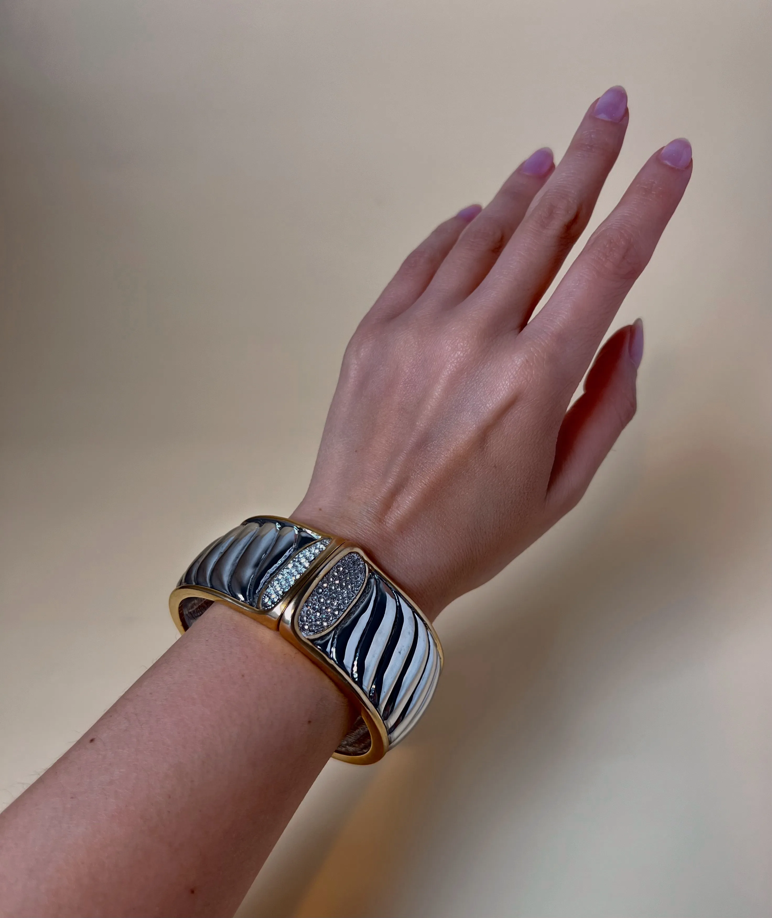 Vintage Silver with Gold Trim Bangle