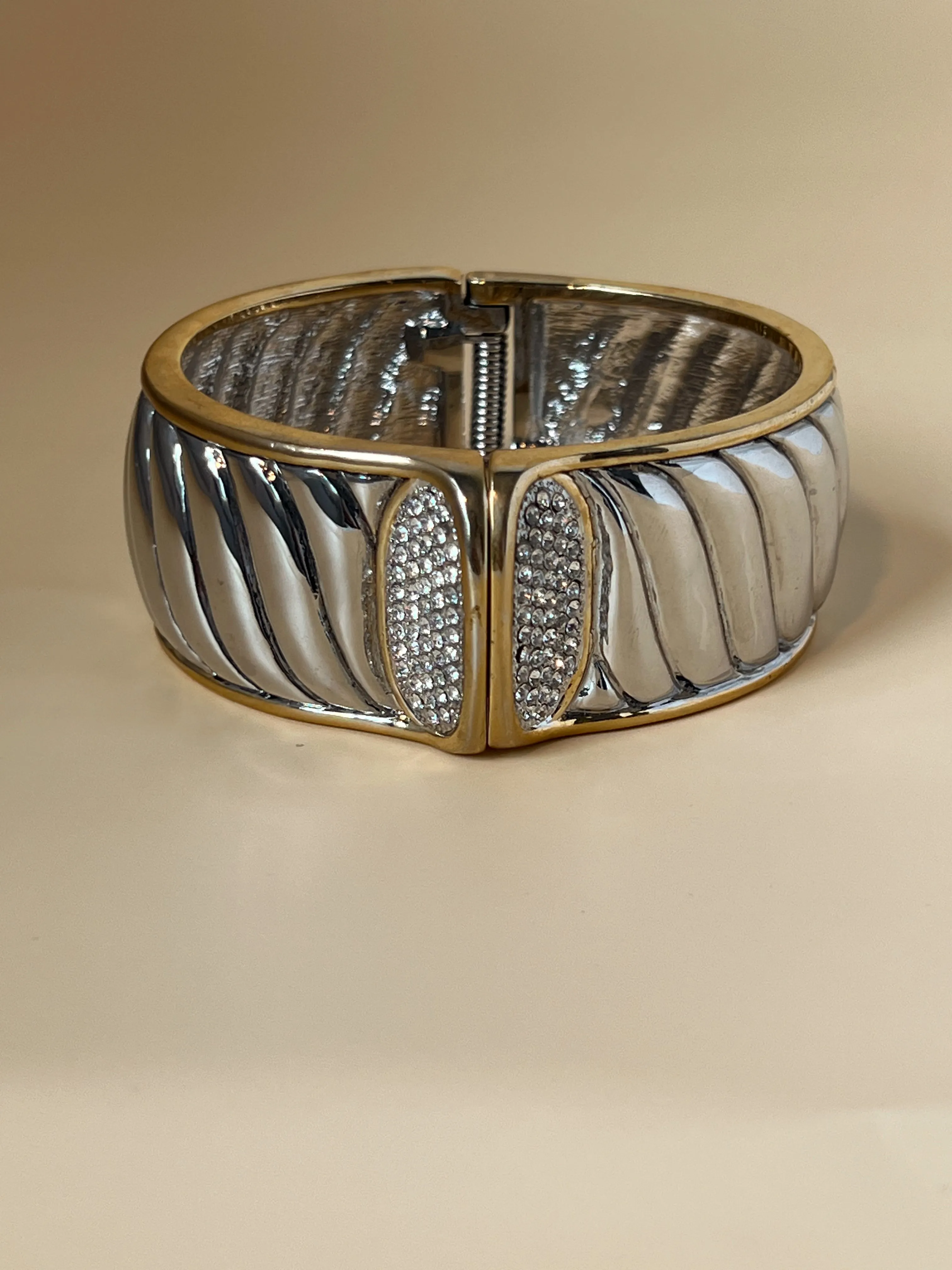 Vintage Silver with Gold Trim Bangle