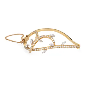 Vintage Vine Bracelet 1.50ct Diamond 18k Yellow Gold Bangle Fine Jewelry