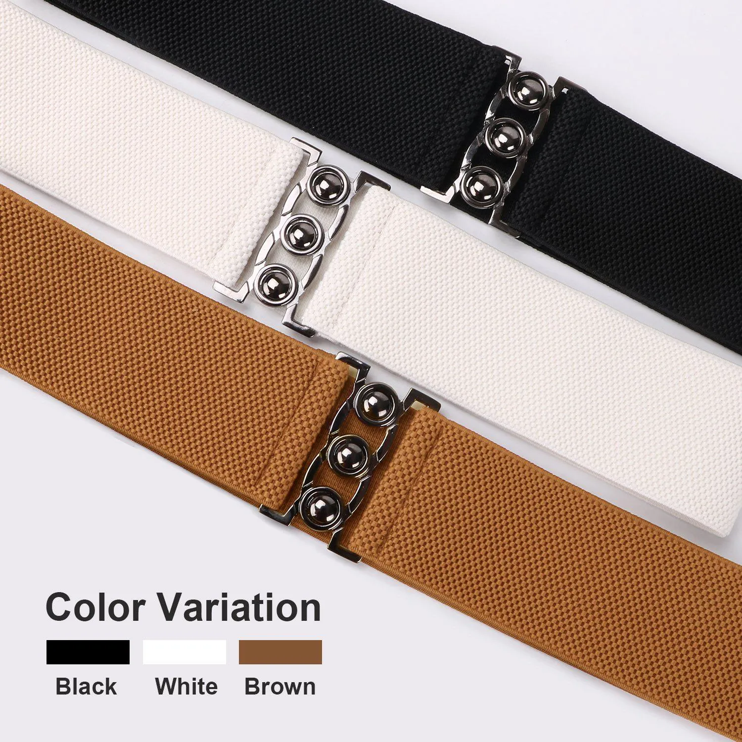 Vintage Wide Elastic Waist Belt Waistband Dress Stretchy Cinch Belt For Women 1.8 Inch Wide by JASGOOD