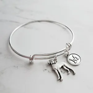 Weimaraner Bracelet, weimaraner gift, weimaraner charm, dog bracelet, custom dog jewelry, personalized dog bracelet, silver dog charm bangle, silver wire bangle, adjustable bangle