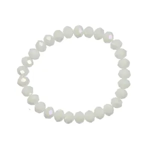 White Crystal Beaded Stretch Bracelet