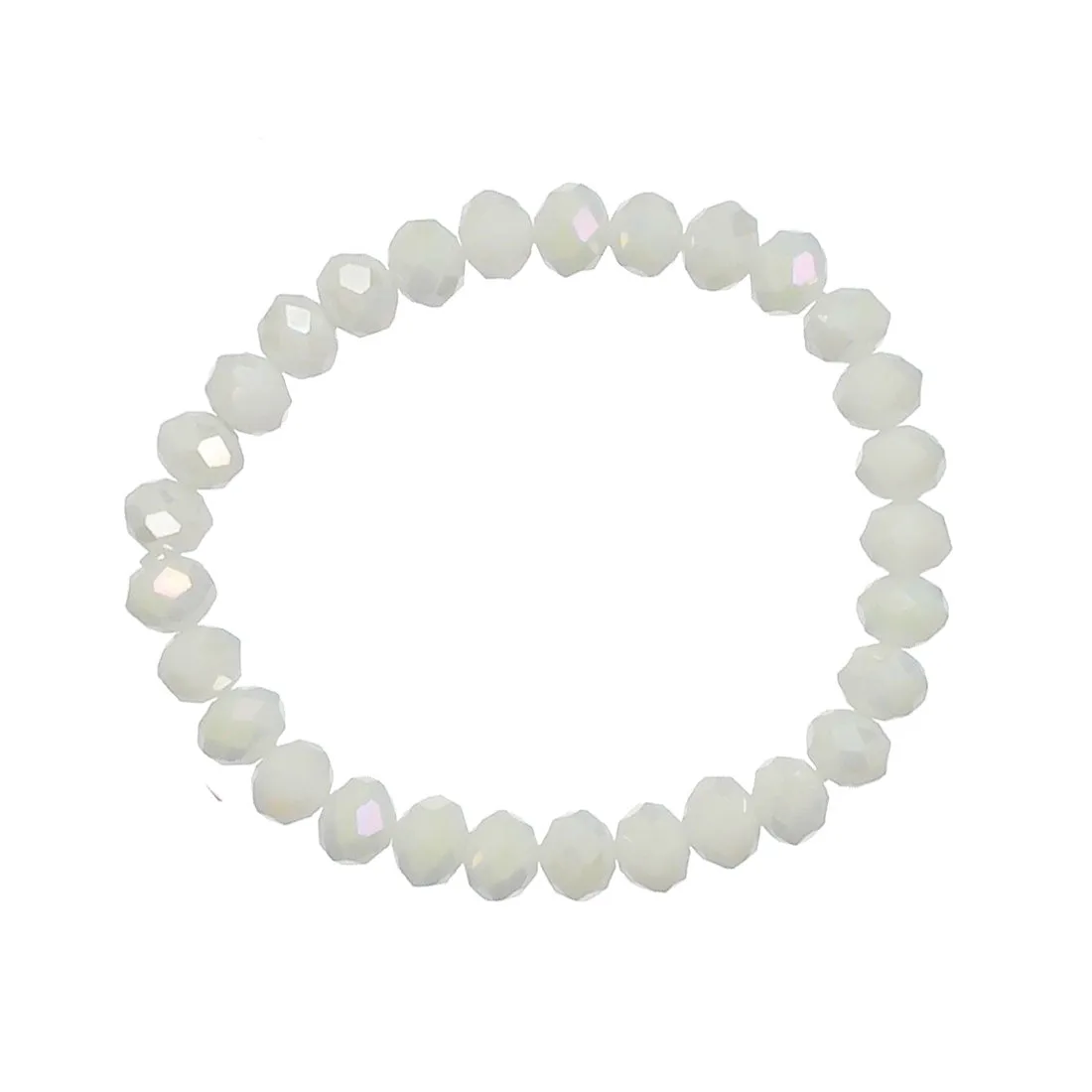 White Crystal Beaded Stretch Bracelet