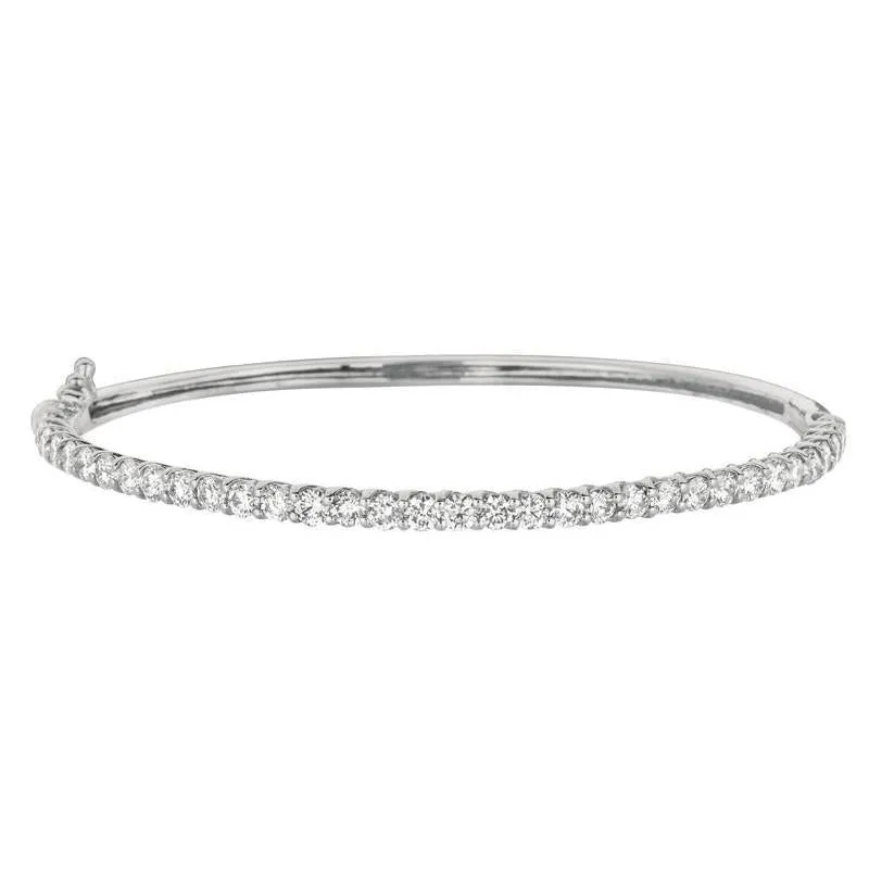 White Gold 4 Carats Round Natural Earth Mined Diamond Bangle Jewelry