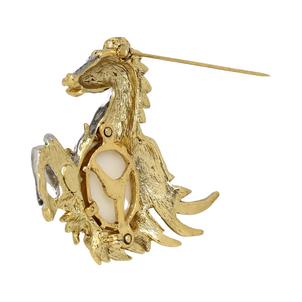 White Pearl & Crystal Pegasus Pin
