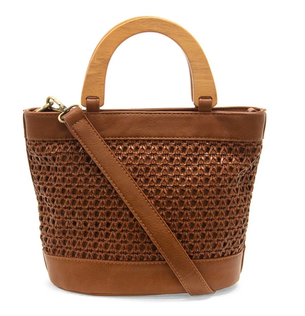 Winie Faux Cane Wood Handle Bag
