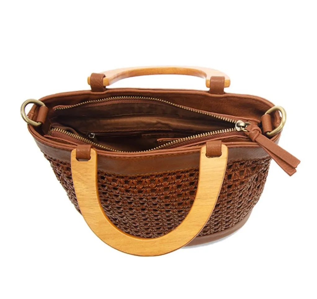 Winie Faux Cane Wood Handle Bag