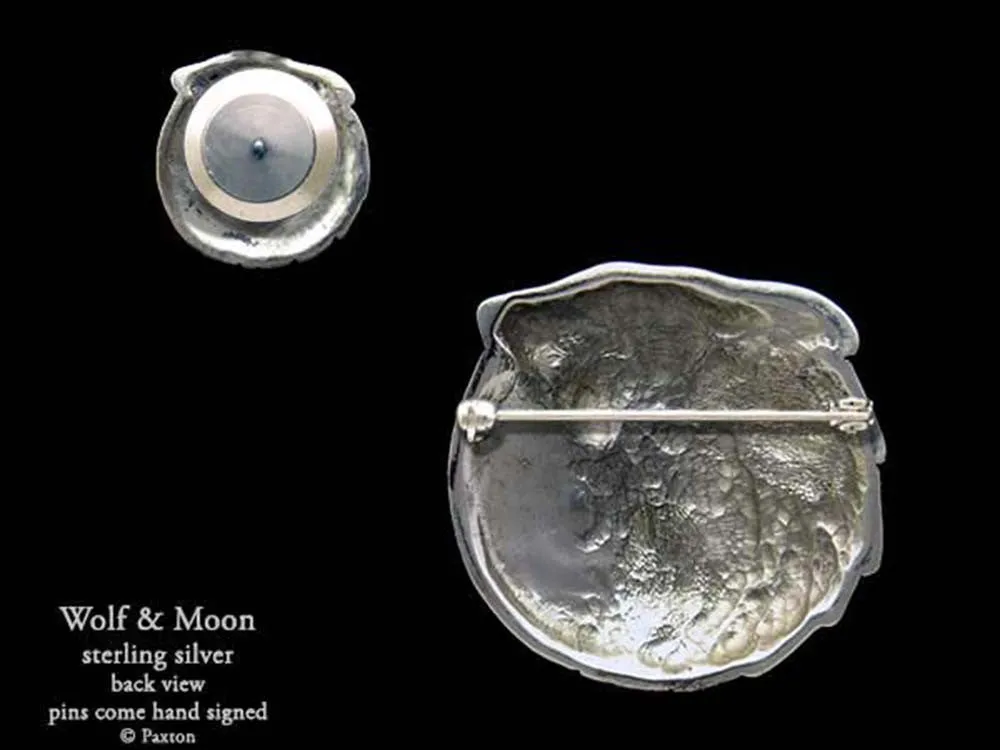Wolf Head Lapel Pin or Wolf Head Brooch Sterling Silver