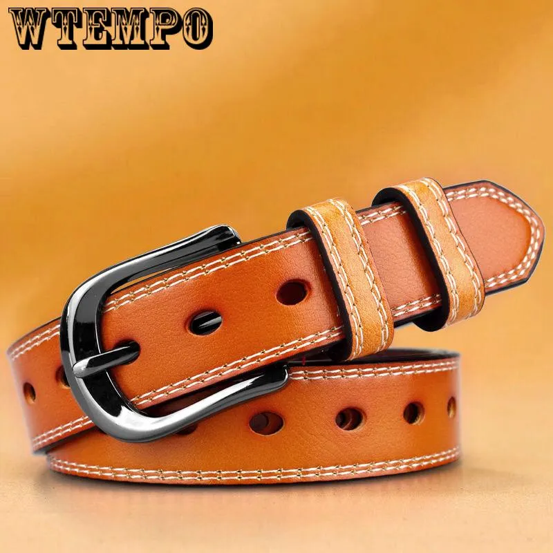 Women Belts Luxury Brand Blue Leather Fashion Women's Pin Buckle Belt Female Accessories